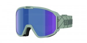Matte Green With Dark Green Logo / Brown Blue Bliz Rave Ski Goggles | BZAWX-5468